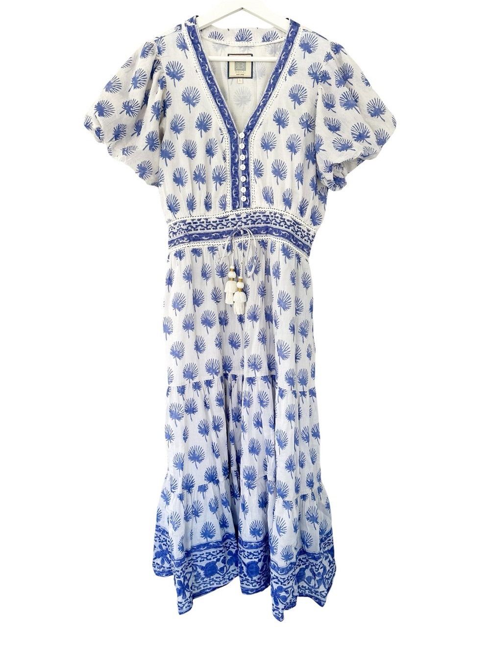 Bell by Alicia Bell • Molly Maxi Dress In White And Blue Print
